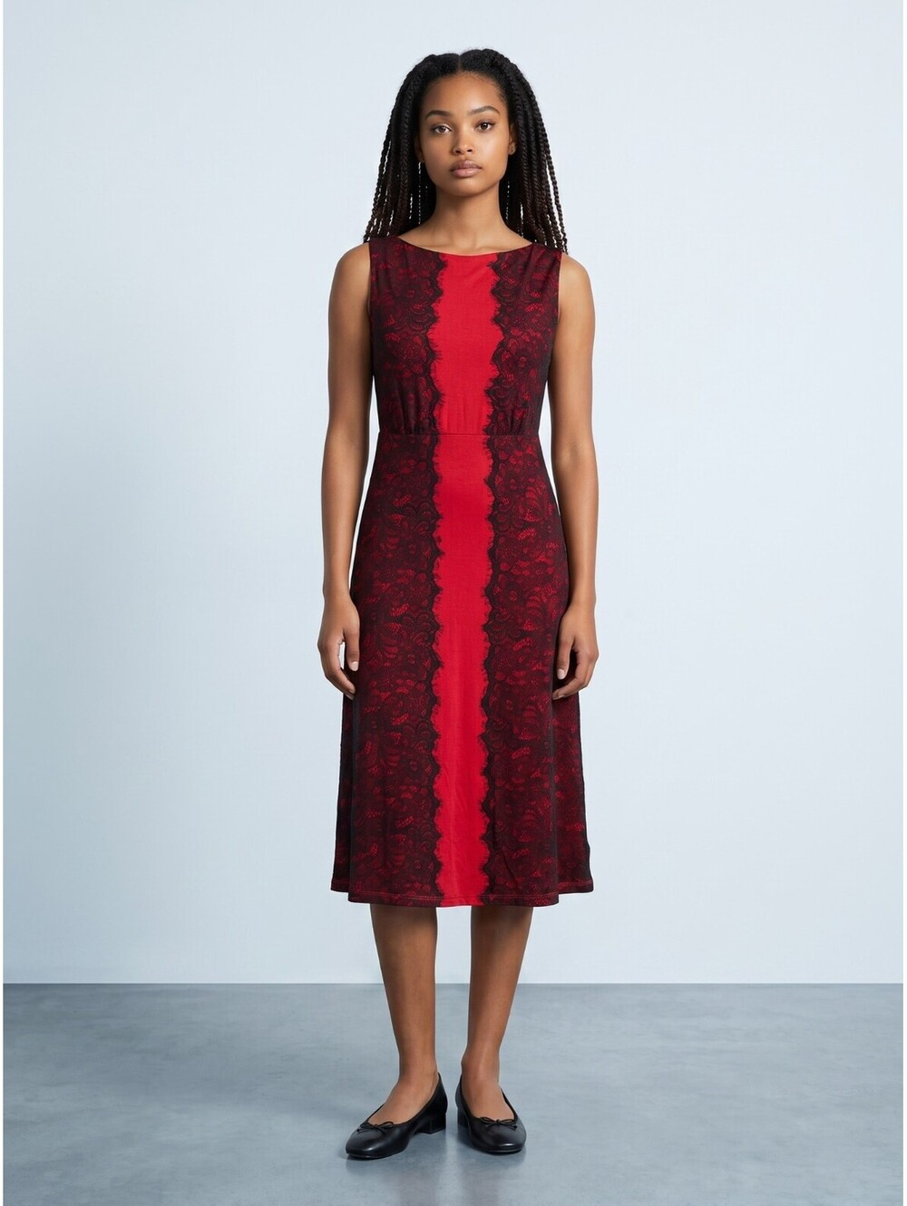 Soma EUC Tank Dress-Size XS-Red with Black Lace